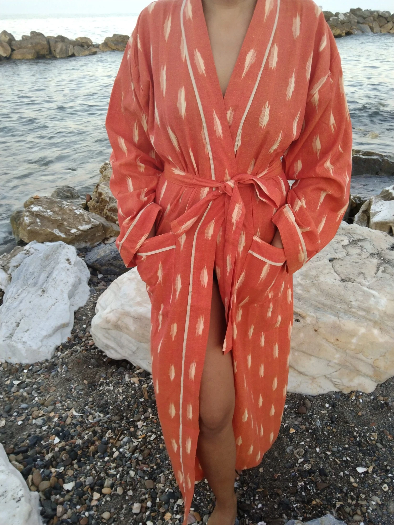 Unisex Ikkat Dressing Robe,kimono,lounge Wear,resort Wear,gifts For Him,gifts For Her,Christmas Gift,mom Postpartum Gift, Housewarming Gift 8 Unisex Ikkat Dressing Robe,kimono,lounge Wear,resort Wear,gifts For Him,gifts For Her,Christmas Gift,mom Postpartum Gift, Housewarming Gift - Image 6