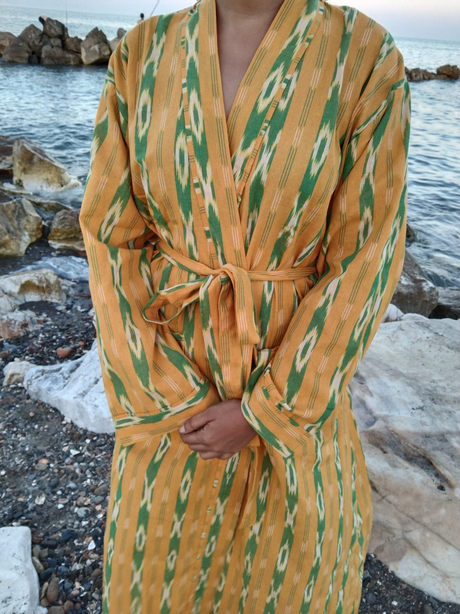 Ikkat Dressing Robe,kimono,gifts For Her,gift For Him,Resort Wear,lounge Wear,boho Robe,mom Postpartum Gift,housewarming Gift,Christmas Gift 6 Ikkat Dressing Robe,kimono,gifts For Her,gift For Him,Resort Wear,lounge Wear,boho Robe,mom Postpartum Gift,housewarming Gift,Christmas Gift - Image 4