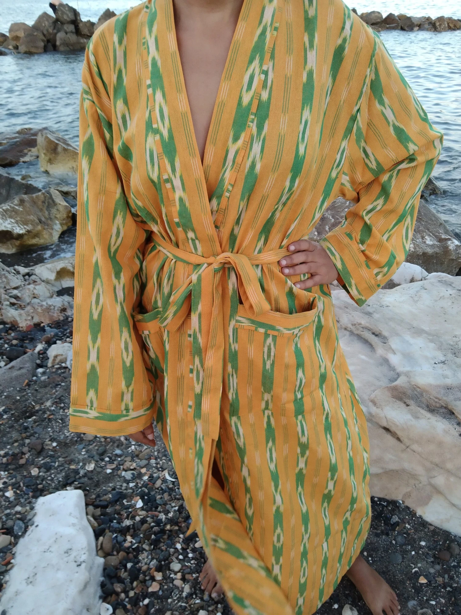 Ikkat Dressing Robe,kimono,gifts For Her,gift For Him,Resort Wear,lounge Wear,boho Robe,mom Postpartum Gift,housewarming Gift,Christmas Gift 7 Ikkat Dressing Robe,kimono,gifts For Her,gift For Him,Resort Wear,lounge Wear,boho Robe,mom Postpartum Gift,housewarming Gift,Christmas Gift - Image 5