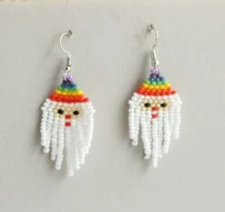 Small Santa Earrings,Beaded Holiday Earrings,Christmas Gift For Her