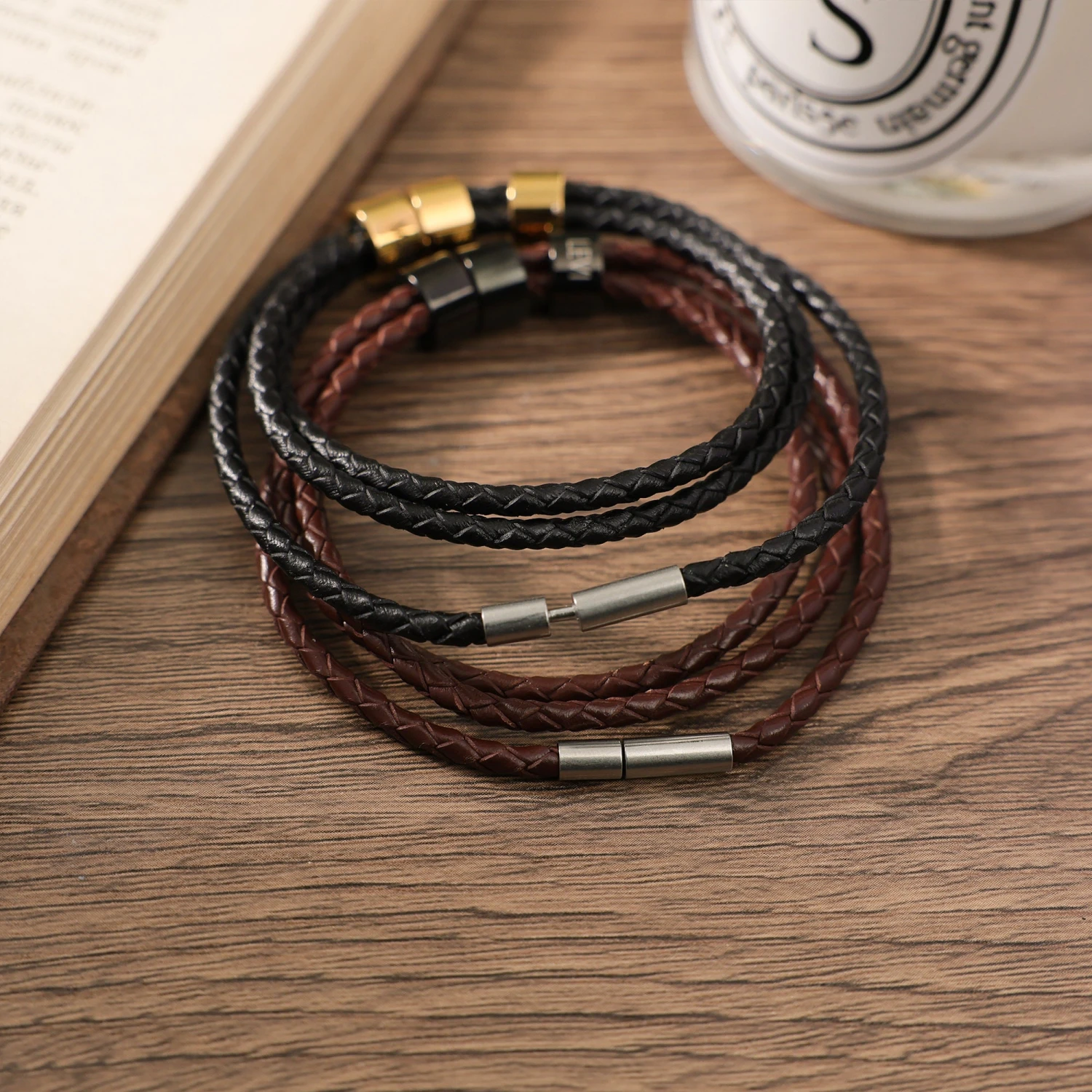 Personalized Mens Bracelet, Handmade Leather Jewelry With Silver/Black/Gold Beads, Christmas Fathers Day Gifts For Kid Dad Boyfriend Husband 8 Personalized Mens Bracelet, Handmade Leather Jewelry With Silver/Black/Gold Beads, Christmas Fathers Day Gifts For Kid Dad Boyfriend Husband - Image 6