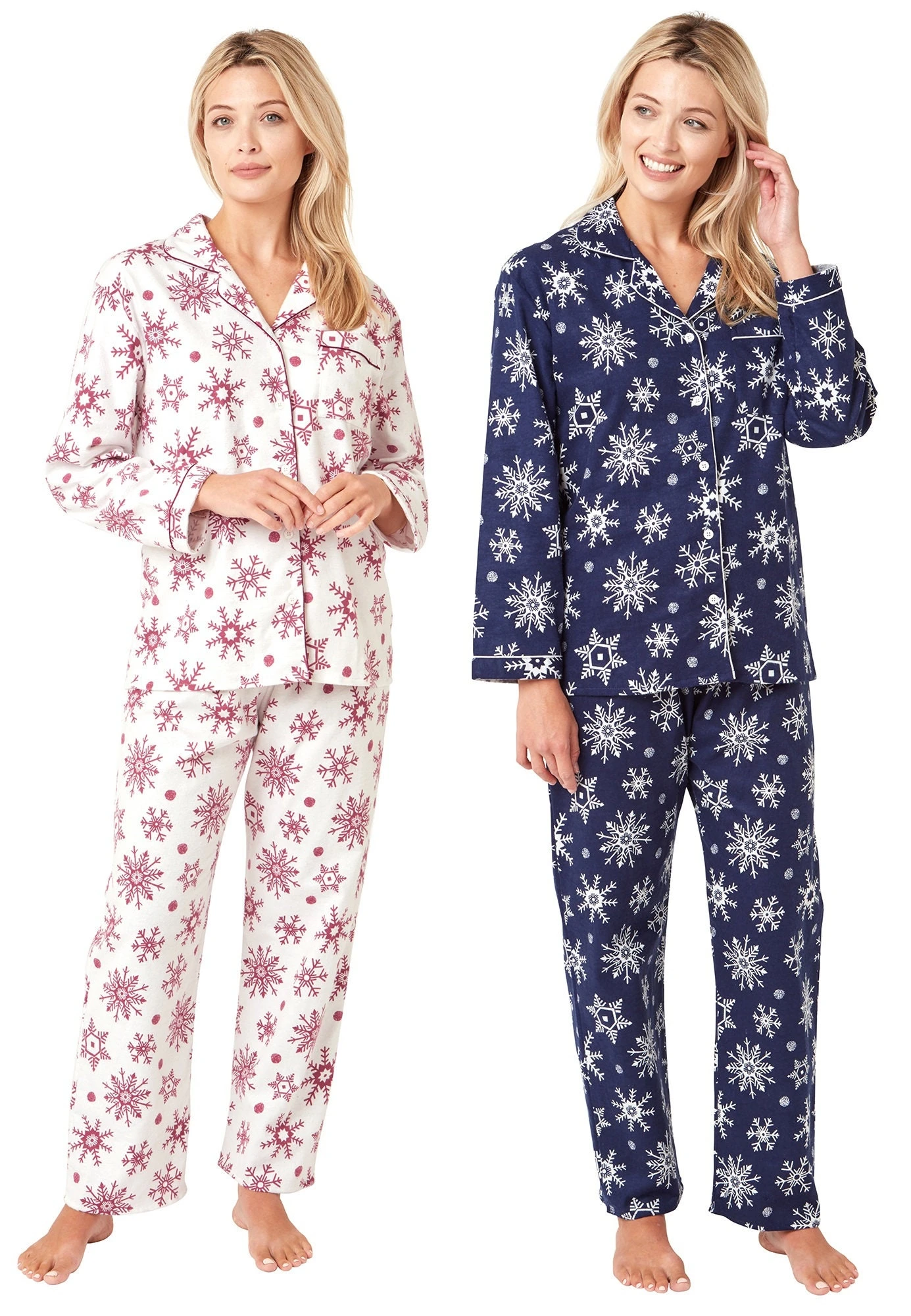 NEW Ladies 100% Brushed Cotton Button Front Pyjamas Pajama Pjs Nightshirt Set - Christmas Gift Present 3 NEW Ladies 100% Brushed Cotton Button Front Pyjamas Pajama Pjs Nightshirt Set - Christmas Gift Present
