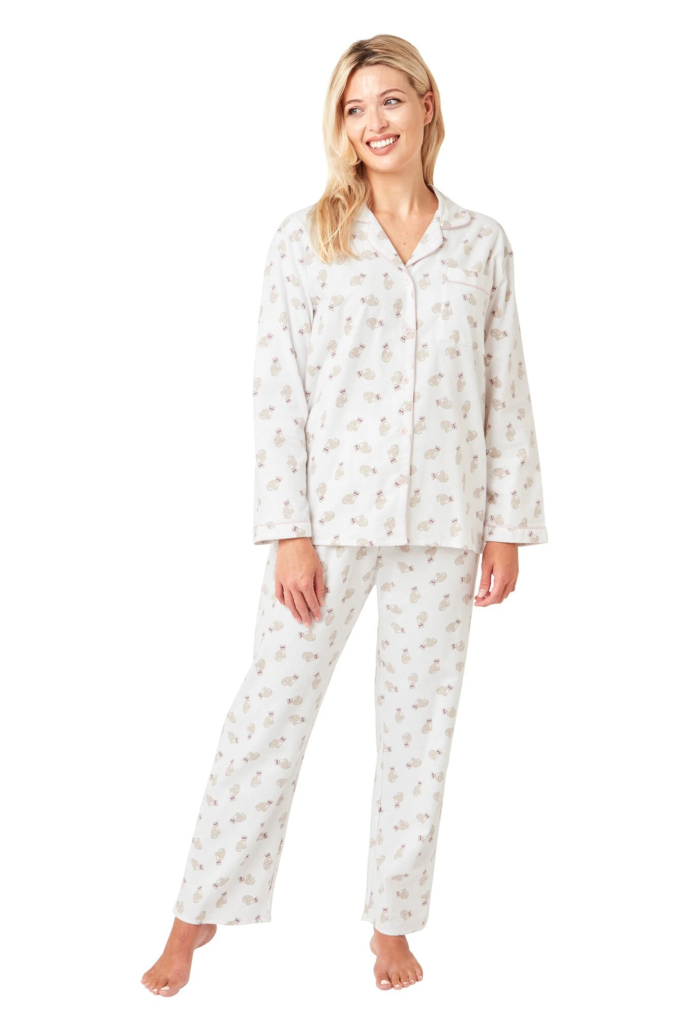 NEW Ladies Pure Brushed Cotton Pyjamas Pajama Pjs Nightshirt Nightie - CHRISTMAS GIFT 4 NEW Ladies Pure Brushed Cotton Pyjamas Pajama Pjs Nightshirt Nightie - CHRISTMAS GIFT - Image 2