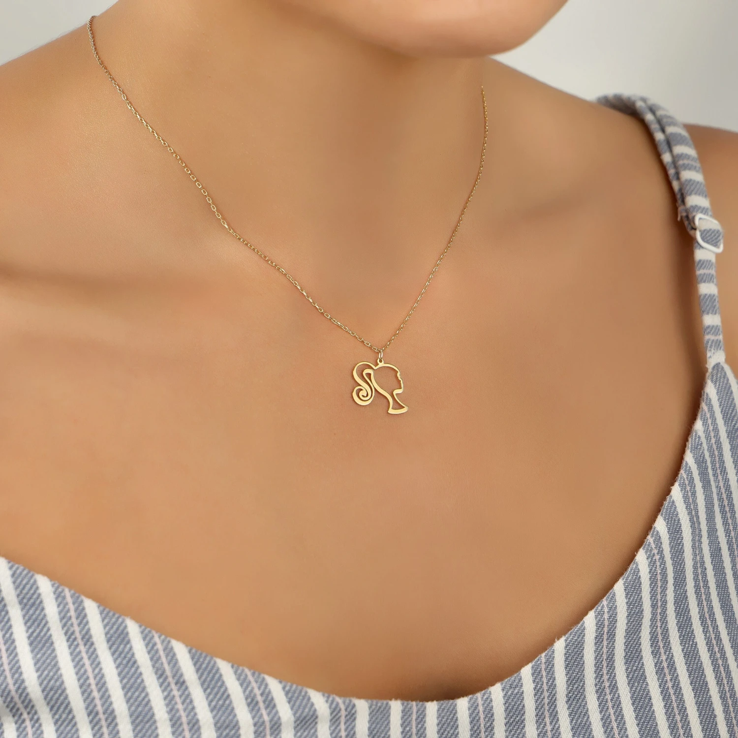 Dainty Barbie Necklace, Barbie Silhouette Necklace, Handmade Jewelry Perfect Gift For Her And Barbie Enthusiasts Of All Ages, Christmas Gift 4 Dainty Barbie Necklace, Barbie Silhouette Necklace, Handmade Jewelry Perfect Gift For Her And Barbie Enthusiasts Of All Ages, Christmas Gift - Image 2