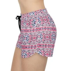 Women's Shorts Pink White Black Gray Lightweight Pockets Elastic Waist Mexican Tile Inspired Print Style Gift -gift Christmas Birthday -Jewellery Paradise il fullxfull.5224252849 q089