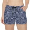 Women's Shorts Blue Navy White Black Lightweight Pockets Elastic Waist Mexican Tile Bandana Inspired Print Style Gift -gift Christmas Travel -Jewellery Paradise il fullxfull.5225944747 ikjb