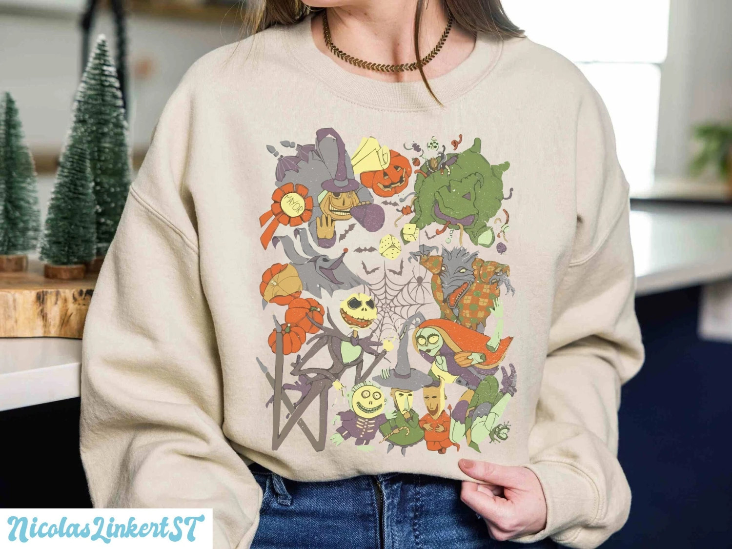 Retro Nightmare Before Christmas Sweatshirt, Disney Halloween Hoodie, Jack And Sally Oogie Boogie Shirt, Friends Nightmare Shirt, HT-030804 4 Retro Nightmare Before Christmas Sweatshirt, Disney Halloween Hoodie, Jack And Sally Oogie Boogie Shirt, Friends Nightmare Shirt, HT-030804 - Image 2