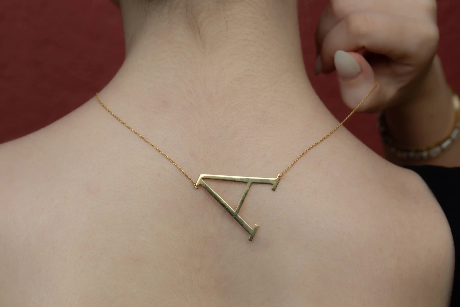 Large Sideway Initial Necklace, Gold Initials, Gold Letter Necklace, Alphabet Necklace, Gift To Her, Big Letter Necklace, Christmas Gifts 5 Large Sideway Initial Necklace, Gold Initials, Gold Letter Necklace, Alphabet Necklace, Gift To Her, Big Letter Necklace, Christmas Gifts - Image 3