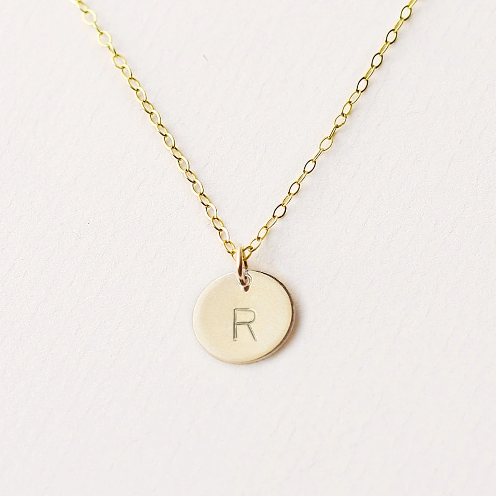 Initial Necklace - Gold Fill, Sterling Silver - Personalised Initial Disc Necklace - Letter Necklace - Hand Stamped - Christmas Gift For Her 5 Initial Necklace - Gold Fill, Sterling Silver - Personalised Initial Disc Necklace - Letter Necklace - Hand Stamped - Christmas Gift For Her - Image 3