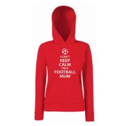 Mum Keep Calm Football Red White Text Hoodie Hoody Novelty Gift Item Jumper Mothers Day Christmas Birthday