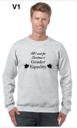 Feminist Funny Christmas Jumper 'All I Want...' Gender Equality Sweatshirt Jumper Grey/Black Seasonal Feminism S M L Xl Xxl