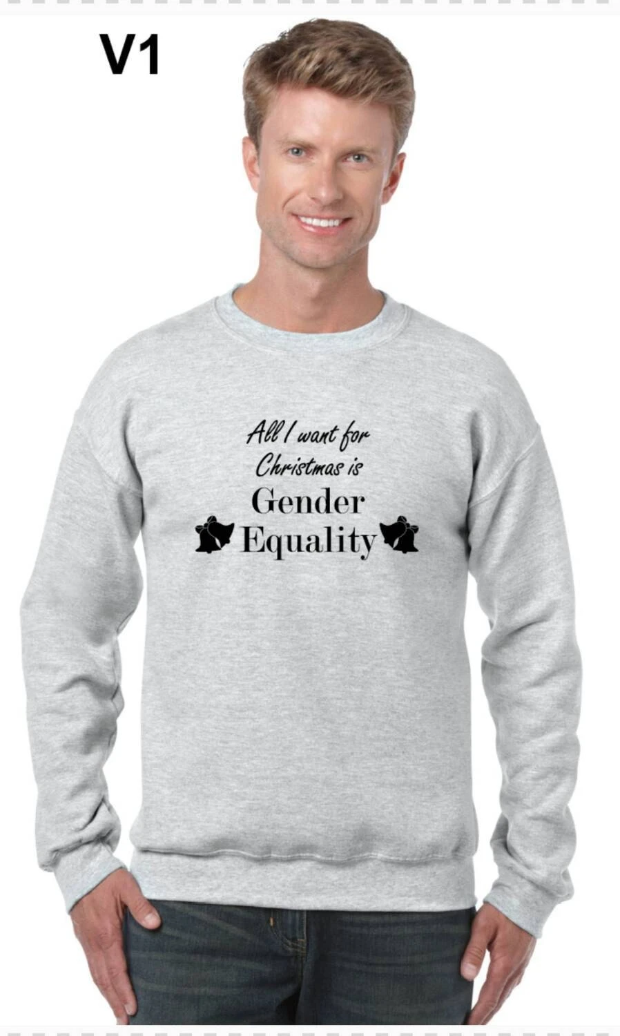 Feminist Funny Christmas Jumper 'All I Want...' Gender Equality Sweatshirt Jumper Grey/Black Seasonal Feminism S M L Xl Xxl 3 Feminist Funny Christmas Jumper 'All I Want...' Gender Equality Sweatshirt Jumper Grey/Black Seasonal Feminism S M L Xl Xxl